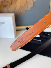 CELINE 26S BELT 25 MM IN BLACK CALFSKIN 672299