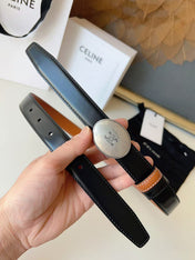 CELINE 26S BELT 25 MM IN BLACK CALFSKIN 672299