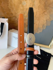 CELINE 26S BELT 25 MM IN BLACK CALFSKIN 672299
