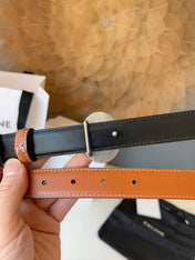 CELINE 26S BELT 25 MM IN BROWN CALFSKIN 672300