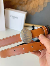 CELINE 26S BELT 25 MM IN BROWN CALFSKIN 672300