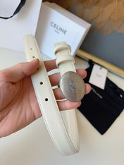CELINE 26S BELT 25 MM IN WHITE CALFSKIN 672302