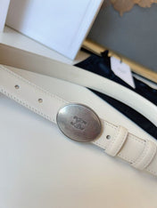 CELINE 26S BELT 25 MM IN WHITE CALFSKIN 672302