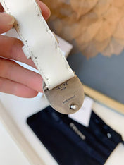 CELINE 26S BELT 25 MM IN WHITE CALFSKIN 672302