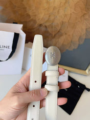 CELINE 26S BELT 25 MM IN WHITE CALFSKIN 672302