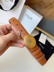 CELINE 26S BELT 25 MM IN BROWN CALFSKIN 672303