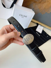 CELINE 26S BELT 25 MM IN BLACK CALFSKIN 672305
