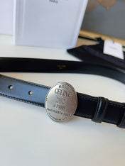 CELINE 26S BELT 25 MM IN BLACK CALFSKIN 672305