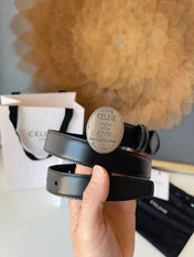 CELINE 26S BELT 25 MM IN BLACK CALFSKIN 672305