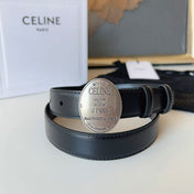 CELINE 26S BELT 25 MM IN BLACK CALFSKIN 672305
