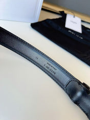 CELINE 26S BELT 25 MM IN BLACK CALFSKIN 672305