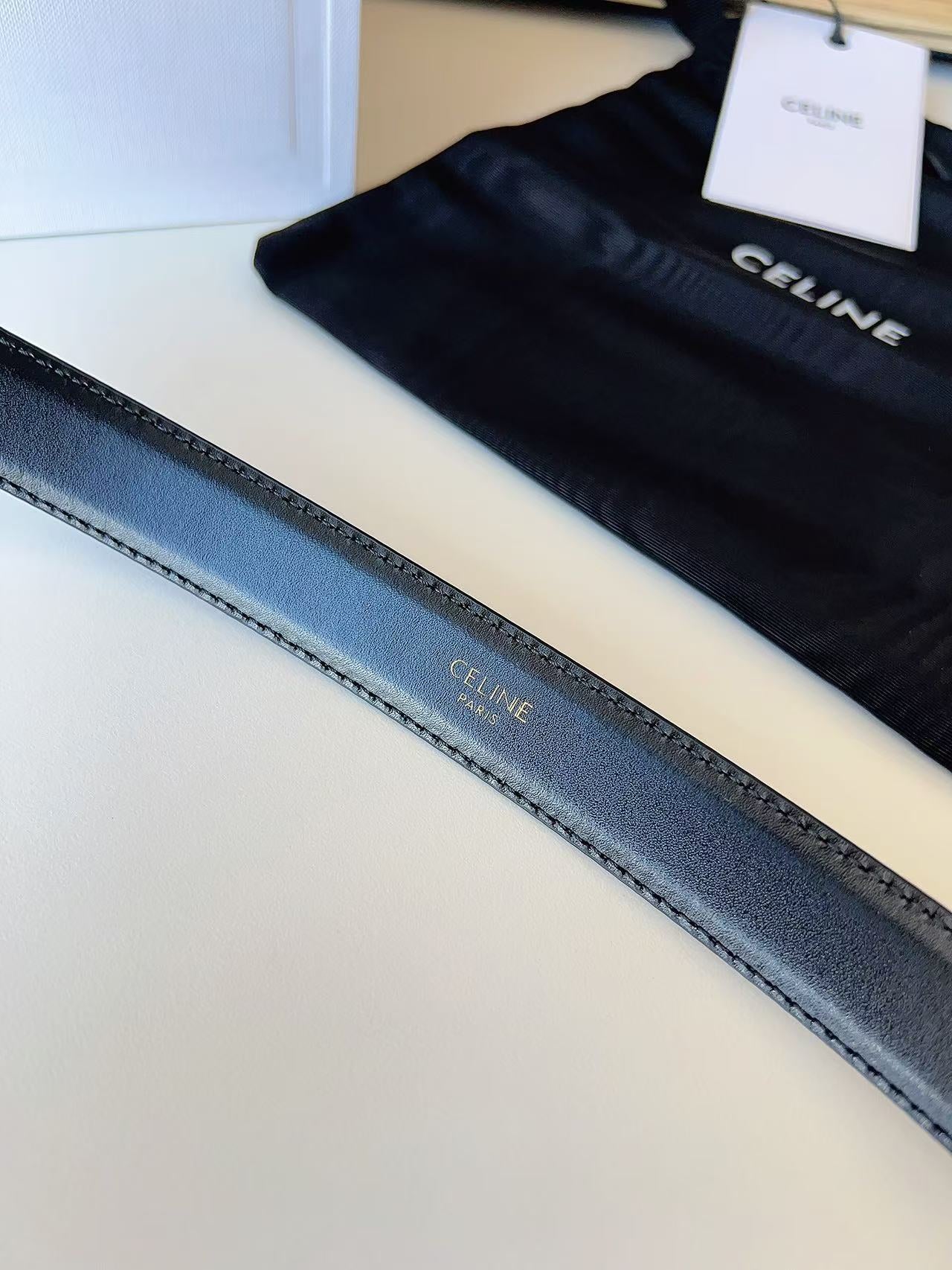 CELINE 26S BELT 25 MM IN BLACK CALFSKIN 672305