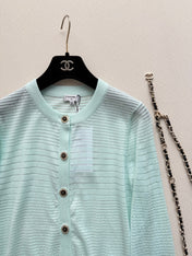 CHANEL 26S MINT KNIT CARDIGAN 1327