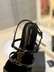 SL CASSANDRA FLAT SANDALS BLACK CALFSKIN