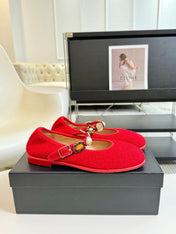 MARY JANE SHOES CHERRY RED WOOL TWEED