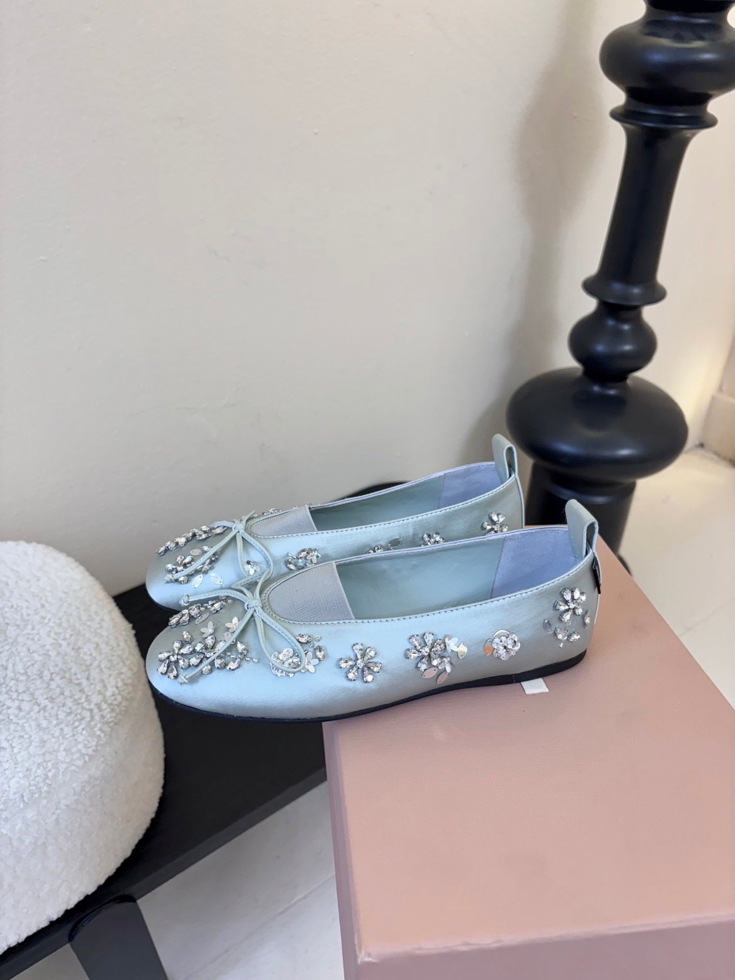 MIUMIU 25S MARY JANE SHOES IN LIGHT BLUE SATIN