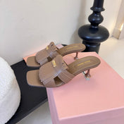 MIUMIU 26S HIGH-HEEL SANDALS 40MM IN BROWN CALFSKIN