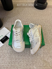 BOTTEGA VENETA 26S SNEAKERS IN SILVER CALFSKIN