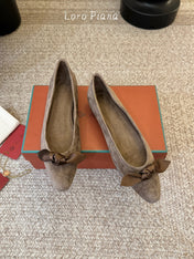 LP 26S BALLET FLATS IN BROWN SUEDE WITH SATIN BOW