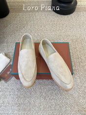 LP 26S ESPADRILLE LOAFERS IN LIGHT GREY SUEDE WITH JUTE TRIM