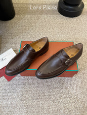 LP 26S MONK STRAP LOAFERS IN DARK BROWN CALFSKIN SILVER HARDWARE