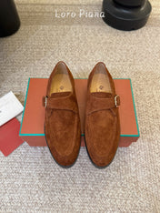 LP 26S MONK STRAP LOAFERS IN CARAMEL BROWN SUEDE SILVER HARDWARE