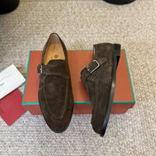 LP 26S MONK STRAP LOAFERS IN DARK BROWN SUEDE SILVER HARDWARE