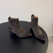 MIUMIU 26S WESTERN ANKLE BOOTS IN DARK GREY SUEDE