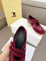 THE ROW 26S DOUBLE STRAP MARY JANE SNEAKERS IN BURGUNDY RED CALFSKIN AND SUEDE