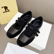 THE ROW 26S DOUBLE STRAP MARY JANE SNEAKERS IN BLACK CALFSKIN AND SUEDE