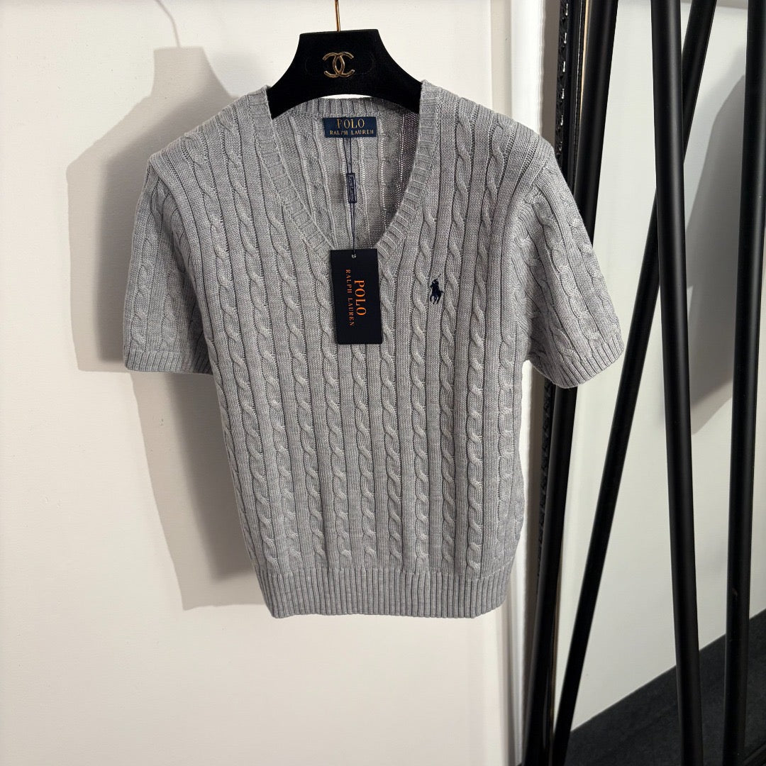 RALPH LAUREN 26S SHORT SLEEVE V-NECK KNIT TOP 322