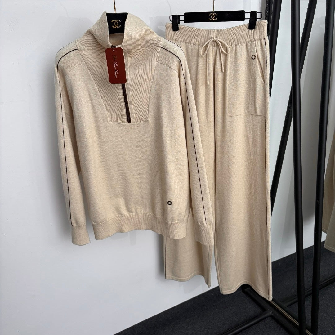 LORO PIANA 26S QUARTER-ZIP KNIT PANTS SET 994