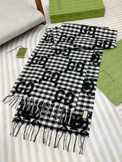 SCARF 220 CM IN BLACK MIX WHITE WOOL 401165