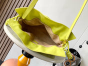 LOEWE 25S LARGE FLAMENCO CLUTCH BAG 30 IN LIME GOLD CALFSKIN