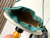 LOEWE 25S LARGE FLAMENCO CLUTCH BAG 30 IN DEEP TEAL CALFSKIN