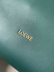 LOEWE 25S LARGE FLAMENCO CLUTCH BAG 30 IN DEEP TEAL CALFSKIN