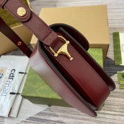 HORSEBIT 1955 SHOULDER BAG 25 IN WINE RED LAMBSKIN GOLD HARDWARE
