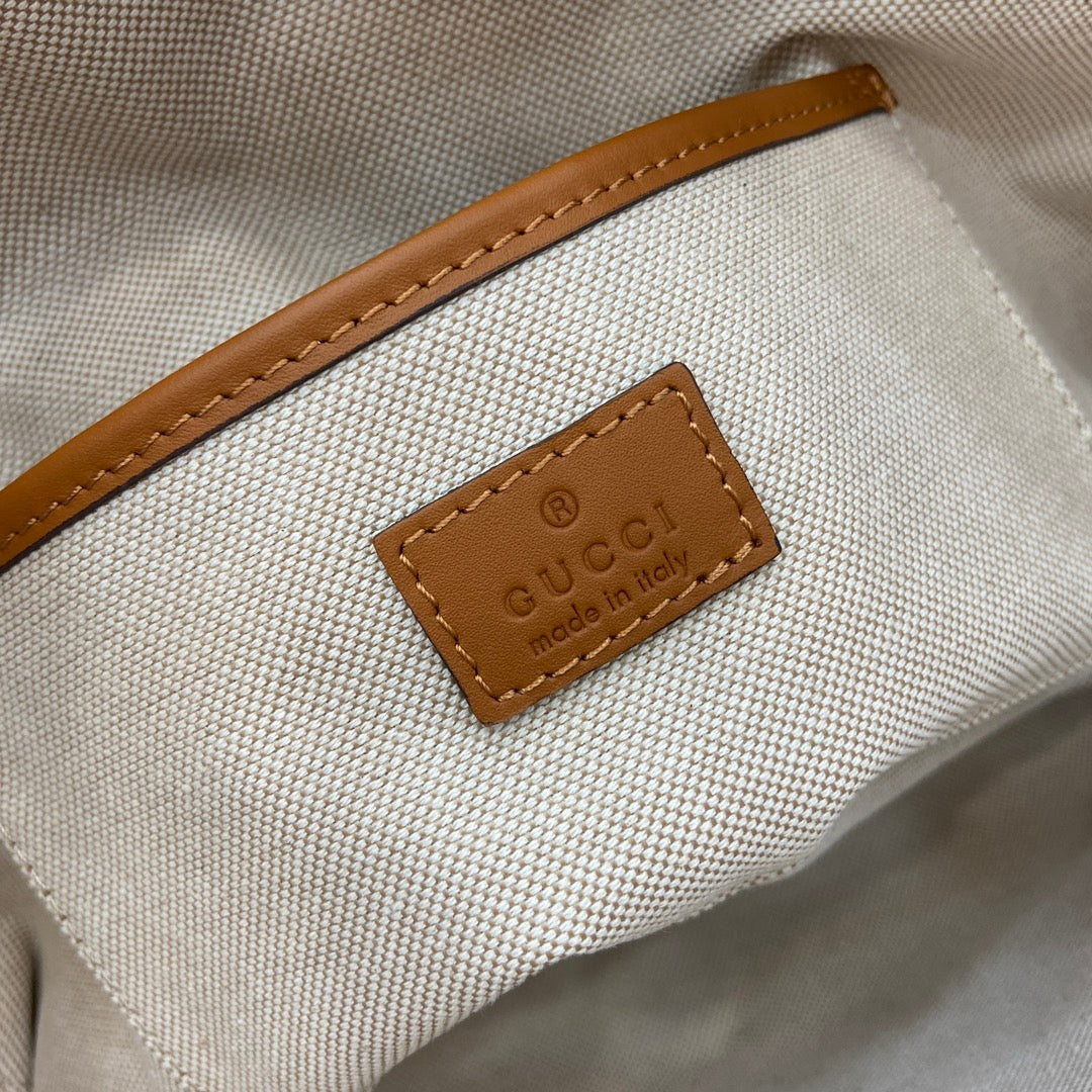 SMALL 35 STRAW-EFFECT TOTE BROWN MIX BEIGE