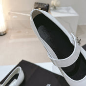 mary jane flat white black patent calfskin