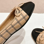 Double C New Ballet Flats Dark Cream Black Lambskin