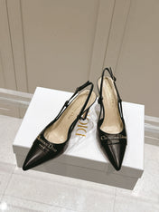 MY DD 25S SLINGBACK PUMP 50MM IN BLACK CALFSKIN