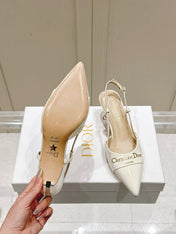 MY DD 25S SLINGBACK PUMP 50MM IN WHITE GLOSSY CALFSKIN