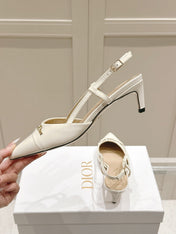 MY DD 25S SLINGBACK PUMP 50MM IN WHITE GLOSSY CALFSKIN