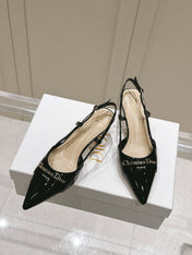 MY DD 25S SLINGBACK PUMP 50MM IN BLACK GLOSSY CALFSKIN