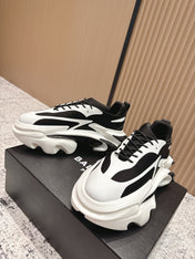 BALMAIN 26S SNEAKERS 60 MM IN WHITE AND BLACK CALFSKIN