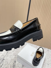 DIOR 25S BOY PLATFORM LOAFERS IN BLACK MIX WHITE CALFSKIN