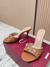 GUCCI 26S HIGH-HEEL SANDALS 85 MM IN LIGHT BROWN CALFSKIN