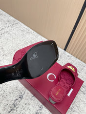 GUCCI 26S HIGH HEELS IN DARK RED CANVAS WITH GOLD HARDWARE