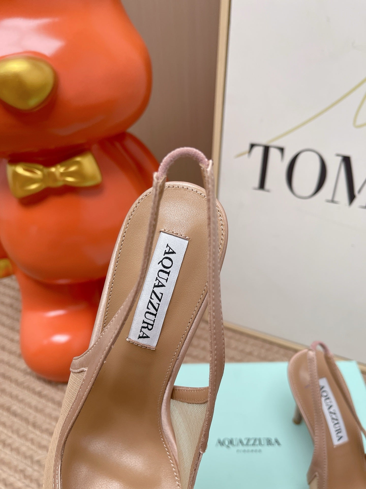 AQUAZZURA 26S POINTED-TOE SLINGBACK 105 MM IN NUDE LEATHER AND MESH CRYSTALS