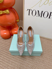 AQUAZZURA 26S HIGH HEELS IN GREY FLORAL EMBROIDERED MESH